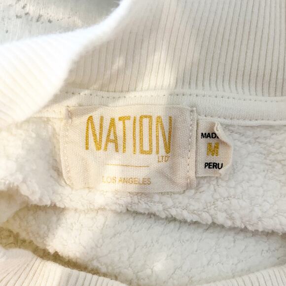 Nation LTD Crewneck Long Sleeve Pullover Sweatshirt White Medium - Picture 2 of 8